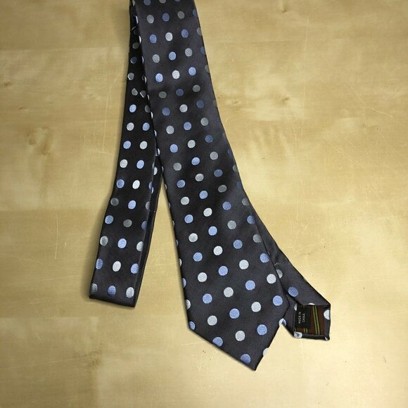 BCBG Attitude Navy Polka Dots Hand Sewn Silk - Picture 1 of 6